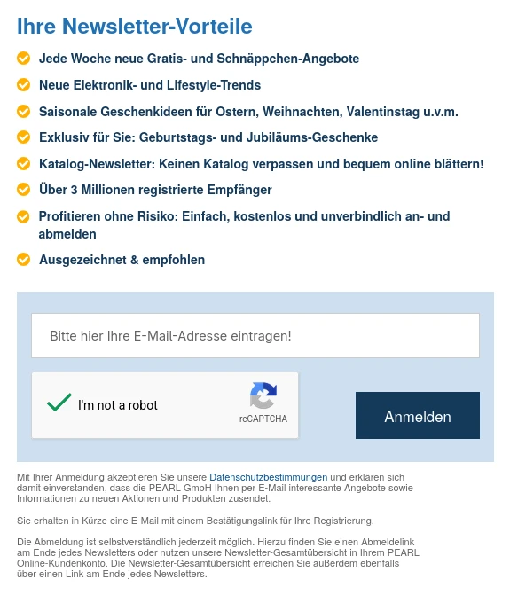 Newsletter Anmeldung