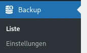WordPress Backup-Plugin Menü