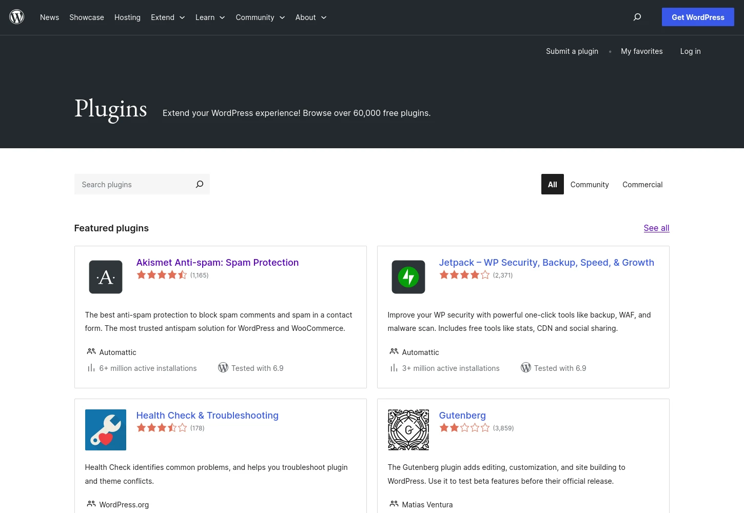 WordPress Plugins-Katalog